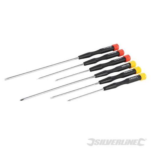 Screwdriver Set 6 Pcs Mixed Extra Long Precision Silverline