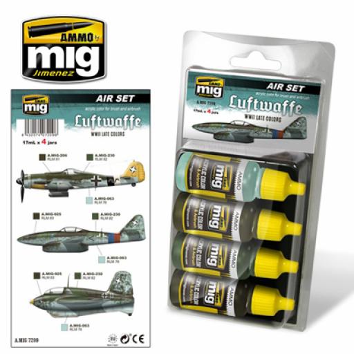 Mig 7209 Luftwaffe Ww2 Late Colours Acrylic Paint Set