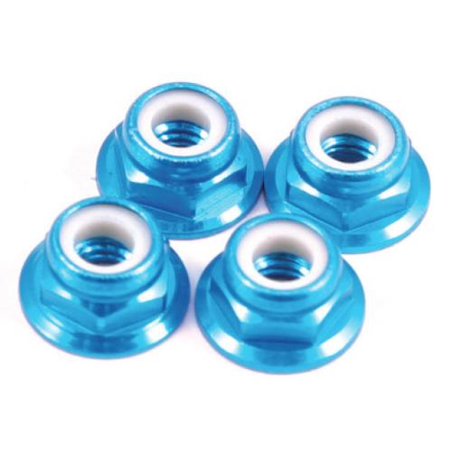 Fastm4F Blue M4 Flanged Aluminium Locknuts