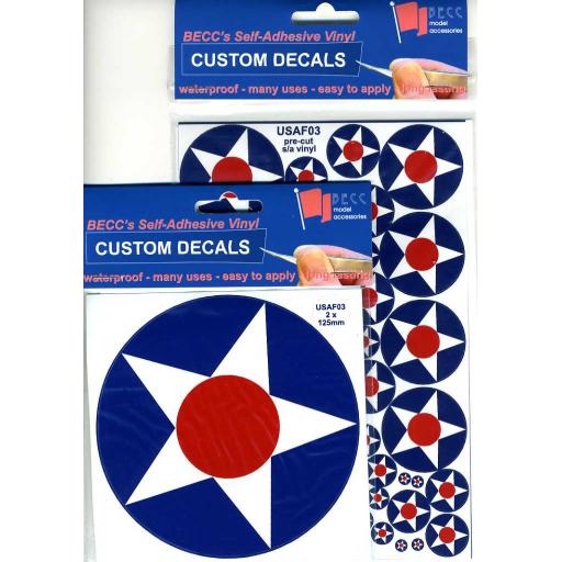 Usaf03 (150Mm X2) Roundels Red / White Becc Vinyl Decals