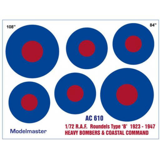 Ac610 1:72 Raf Roundels Type B 1923-1947 Waterslide Modelmaster