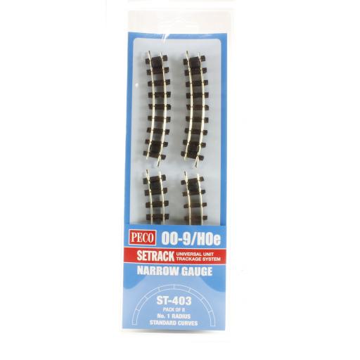 St-403 Oo-9/Hoe 1St Radius Single Curves (Pack Of 8) Peco