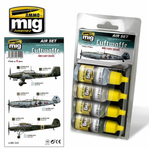 Mig 7210 Luftwaffe Ww2 Early Colours Acrylic Paint Set