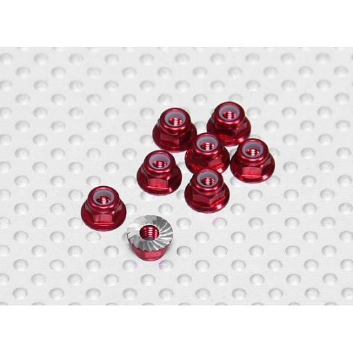 Fastm4Rf Red M4 Flanged Aluminium Locknuts