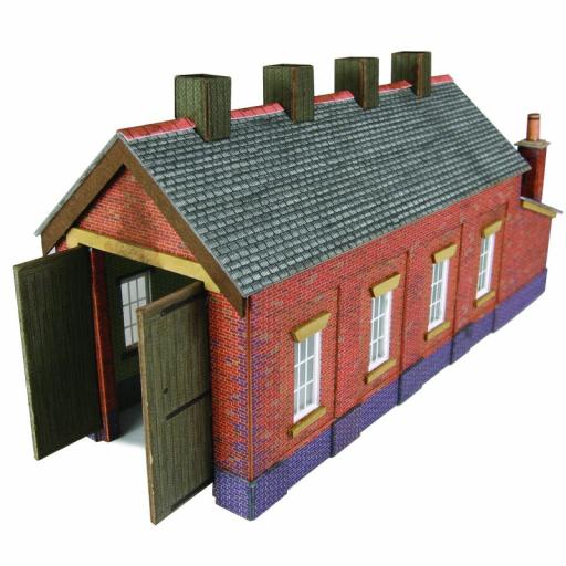 Pn931 Engine Shed Single Track - Red Brick (N Gauge) Metcalfe