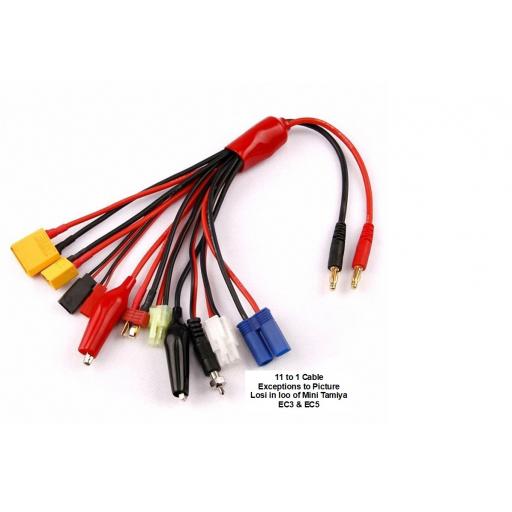 Charge Lead 4Mm Banana To Multi-Connector Deans, Futaba, Jst (Bec), Tamiya, Ec3, Ec5, Xt60, Xt90, Losi, Glow, Croc Clips