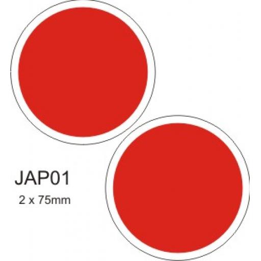 Jap01 (75Mm X2) Roundels Red / White Becc Vinyl Decals