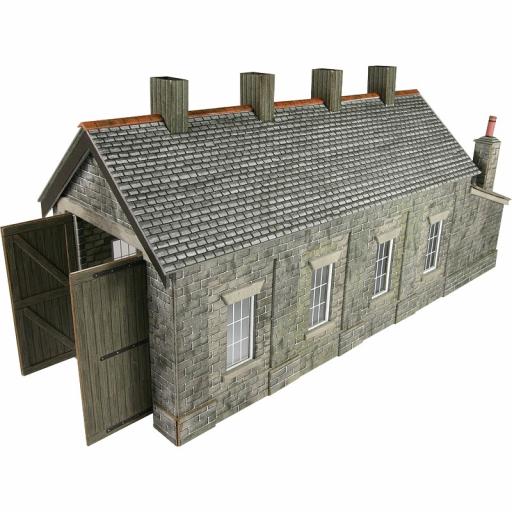 Po332 Single Track Engine Shed - Stone (Oo/Ho Gauge) Metcalfe