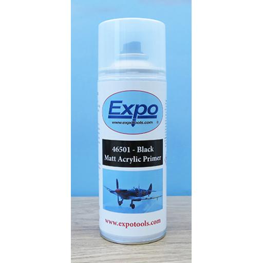 Matt Black Acrylic Primer Spray Paint 600Ml 46501 Expo