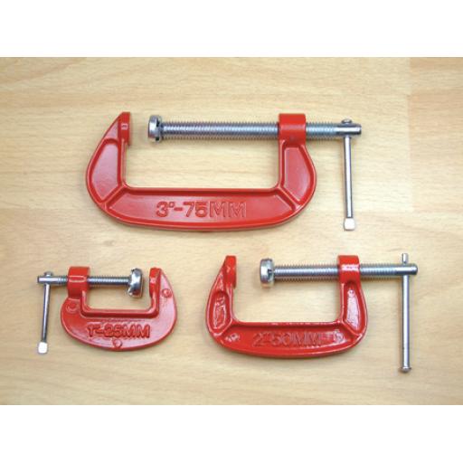 3Pc G Clamp Set 25, 50, 75Mm