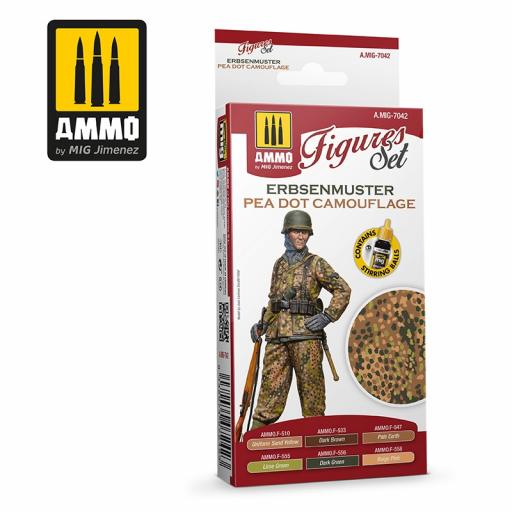 MIG 7042 ERBSENMUSTER PEA DOT CAMOFLAGE FIGURE PAINT SET 6pcs