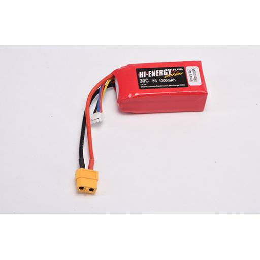 11.1V 1300mA 30c LI-POLY BATTERY WITH XT60 CONNECTOR HI-ENERGY