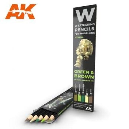 AK WEATHERING PENCILS GREEN & BROWN SET AK10040