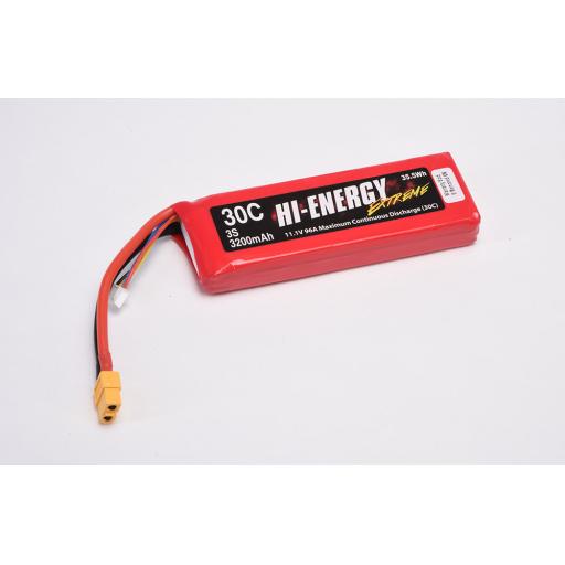 11.1V 3200mah 30c WITH XT60 CONNECTOR LIPO HI-ENERGY O-HE3S320030C-XT60