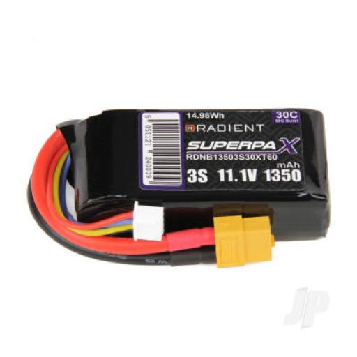 11.1V 1350mah 30c XT60 RADIENT LIPO RDNB13503S30XT60