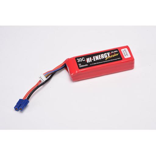 11.1V 2200mA 30c LI-POLY BATTERY WITH EC3 CONNECTORS HI-ENERGY