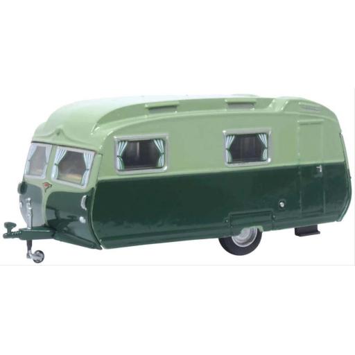 76CC003 CARLIGHT CONTINENTAL CARAVAN GREEN OO GAUGE OXFORD