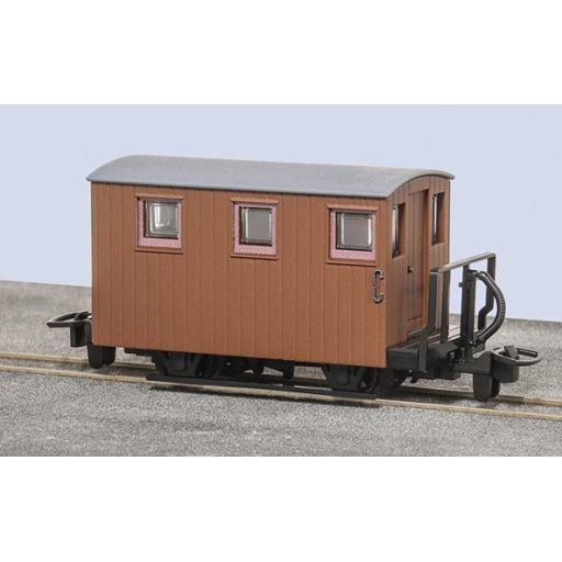 GR-590UB FFESTINIOG RAILWAY 4 WHEEL BRAKE VAN 1 BALCONY UNLETTERED BROWN