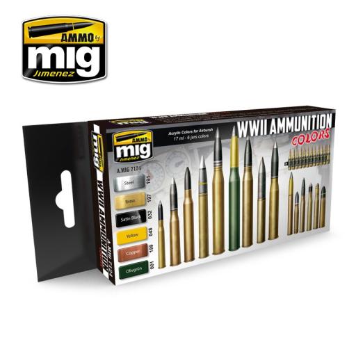 MIG 7124 WW2 AMMUNITION COLOURS ACRYLIC PAINT SET