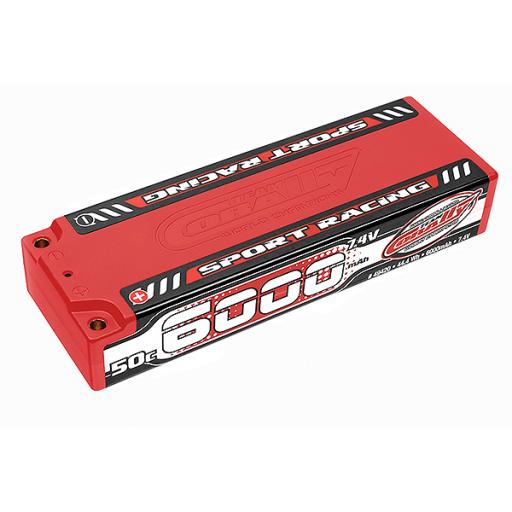 7.4V 6000 mah LIPO 50C SHORTY HARDCASE 4mm TUBES BATTERY