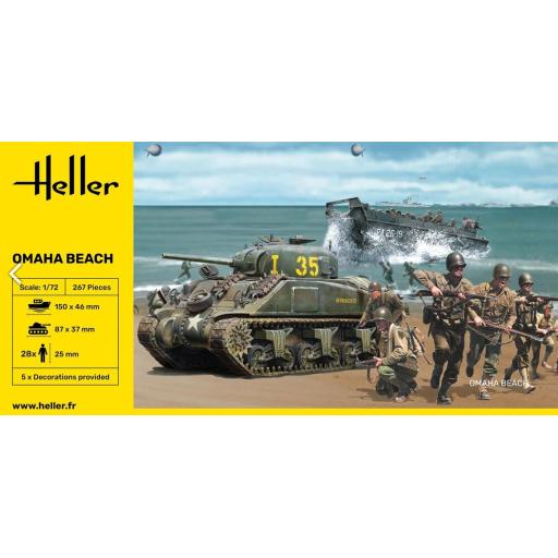 50332 OMAHA BEACH M4 SHERMAN & FIGURES D-DAY 1:72 HELLER GIFT SET