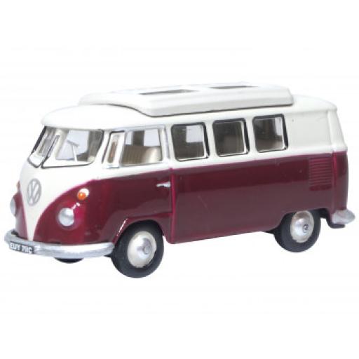 76VWS010 VW T1 CAMPER TITAN RED/BEIGE GREY 1:76 OXFORD