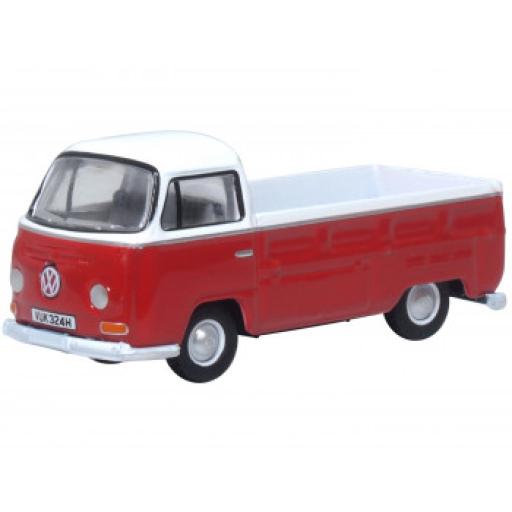 76VW033 VW BAY WINDOW PICK UP POPPY RED 1:76 OXFORD