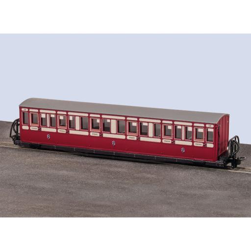 GR-622A FR LONG BOWSIDER BOGIE COACH FFESTINIOG RAILWAY RED & CREAM No.19