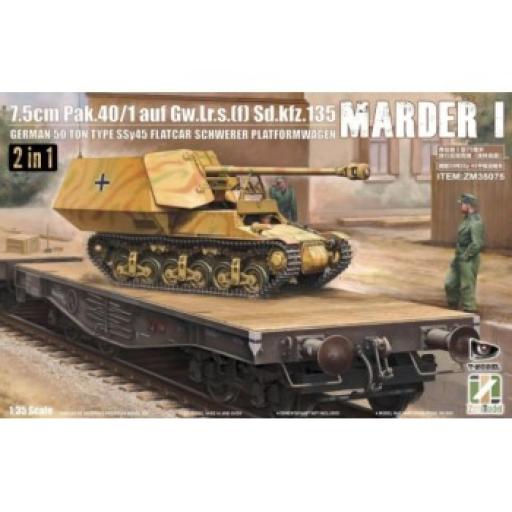 ZM35075 MARDER I & GERMAN 50 TON WAGON 7.5cm PAK40 1:35 ZIMI MODEL
