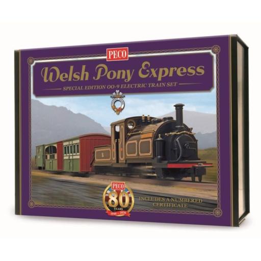 GR1052 PECO OO-9 WELSH PONY EXPRESS LOCOMOTIVE & COACHES TRAIN SET FESTINIOG