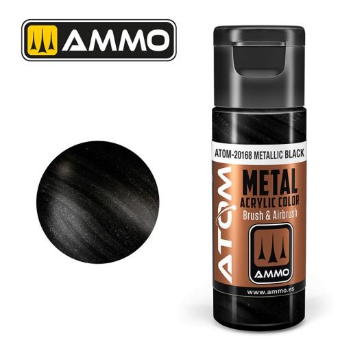 MIG ATOM 20168 METALLIC BLACK ACRYLIC PAINT 20ml