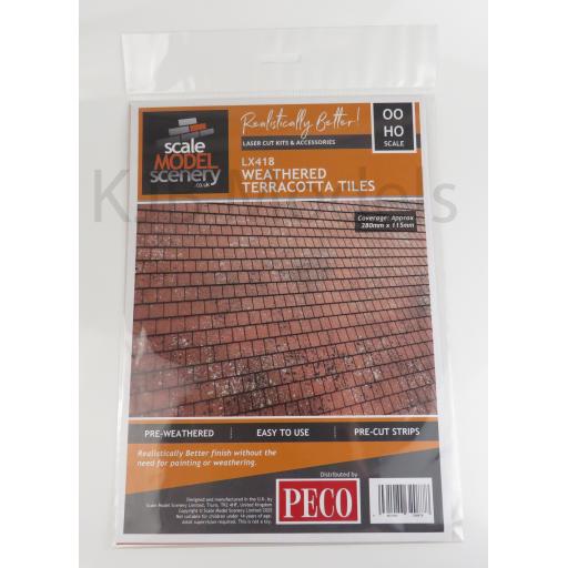 LX418 WEATHERED TERRACOTTA TILES OO GAUGE SCALE MODEL SCENERY LASER CUT KIT