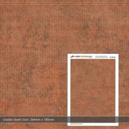 TX108 ENGLISH BOND OLD RED BROWN BRICK 5pcs BUILDING PAPER OO GAUGE SCALE MODEL SCENERY