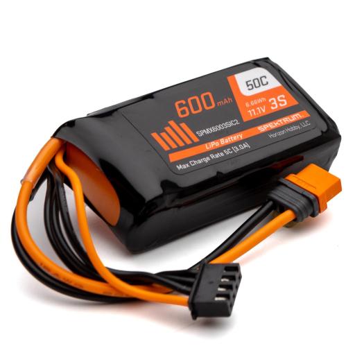 11.1v 600mah 50c IC2 LIPO SPEKTRUM SOFT CASE SPMX6003SIC2