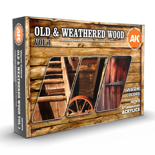 AK11673 AK OLD & WEATHERED WOOD ACRYLIC PAINT SET 6pcs